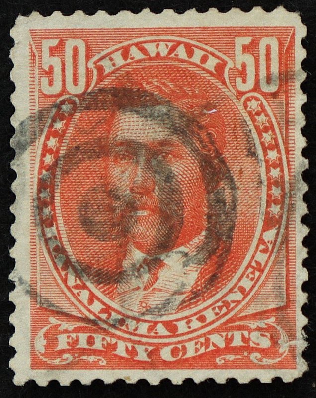 Hawaii Used Stamp #48 50c Kanalima Kenata. Bullseye Cancel. Choice!