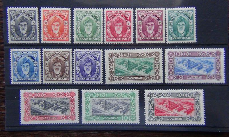 Zanzibar 1952-55 set complete to 10s SG339-352 MNH