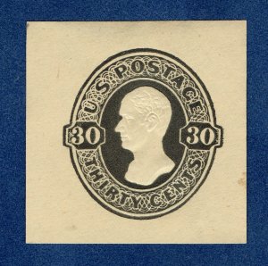 [sto657] 1874 Scott#U209 30c Envelope Cut Square Mint cv:$80