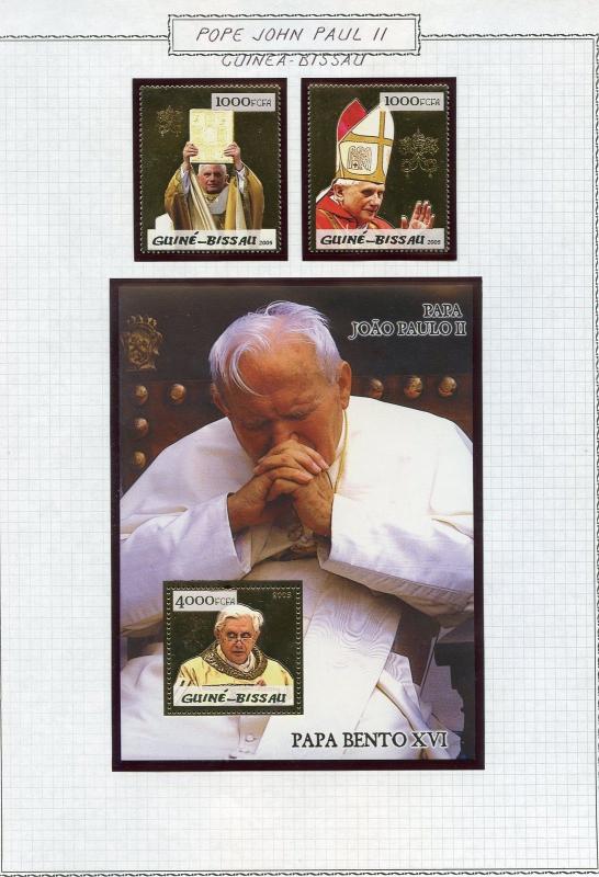 POPE JOHN PAUL II LOT GUINEA BISSAU  OF STAMPS AND SOUVENIR SHEETS  MINT NH 