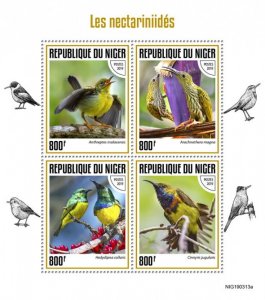 NIGER - 2019 - Sunbirds - Perf 4v Sheet - Mint Never Hinged