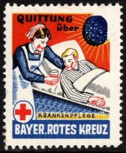 Vintage Germany Poster Stamp Bavaria Red Cross Nursing