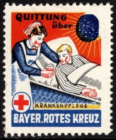 Vintage Germany Poster Stamp Bavaria Red Cross Nursing