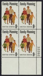 #1455 8c Family Planning, Plate Block [33392 LR] Mint **ANY 5=FREE SHIPPING**