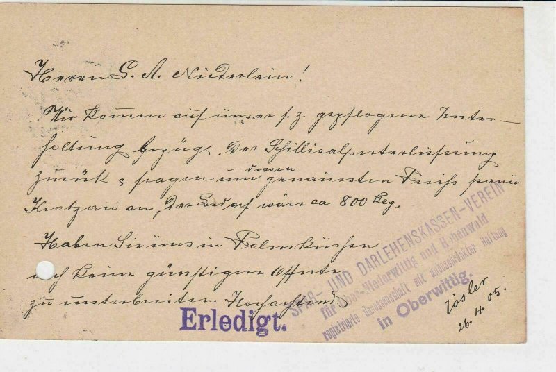 Austria 1905 Zittau Cancel  Stamps Card ref R 19436