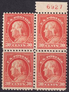 #516 Mint LH, F-VF, Block of 4, plate number (CV $130) (CV $30 - ID30331) - J...