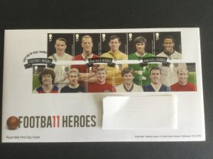 GB 2013 Football Heroes. FDC set of 11 used stamps (incls. Charlton/Best).