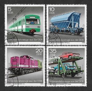 SE)1979 DDR, FROM THE SERIES TRAINS, GERMAN RAIL VEHICLES, 4 CTO STAMPS