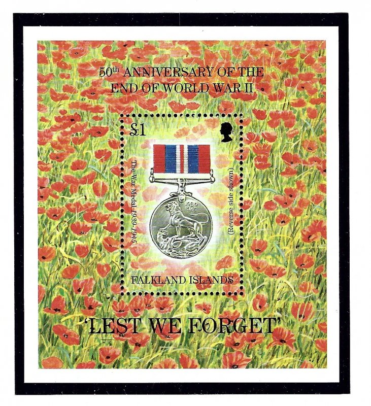 Falkland Is 638 MNH 1995 Anniv of End of WWII S/S