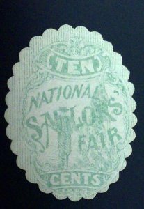 Scott#WV3 - 10c Green - National Sailor's Fair - OG with PF cert  - 1864