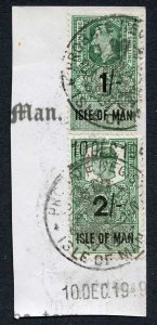 Isle of Man KGVI 2/- + 1/- Key Plate Type Revenues CDS on Piece