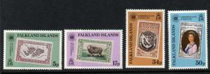 Falkland Islands 371-4 MNH Stamp on Stamp, Map, Animal