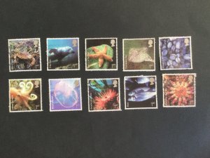 GB 2007. Sea Life.  Set of 10 used stamps.