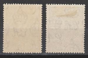 SWAZILAND 1938 KGVI 1/- AND 2/6 PERF 13.5 X14