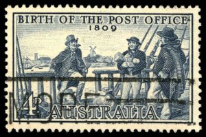 AUSTRALIA Sc 332 USED - 1959 4p -  Birth of Post Office - Postmaster I. Nichols