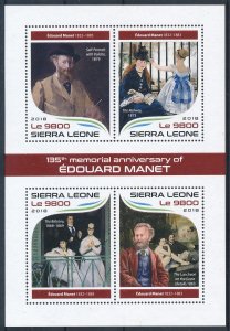 [113329] Sierra Leone 2018 Art paintings Manet The Railway  MNH