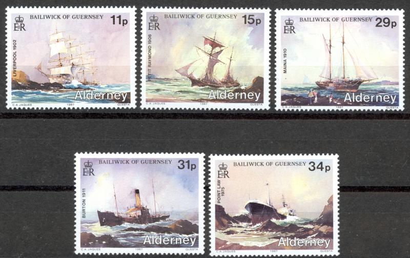 Alderney Sc# 32-36 MNH 1987 Shipwrecks