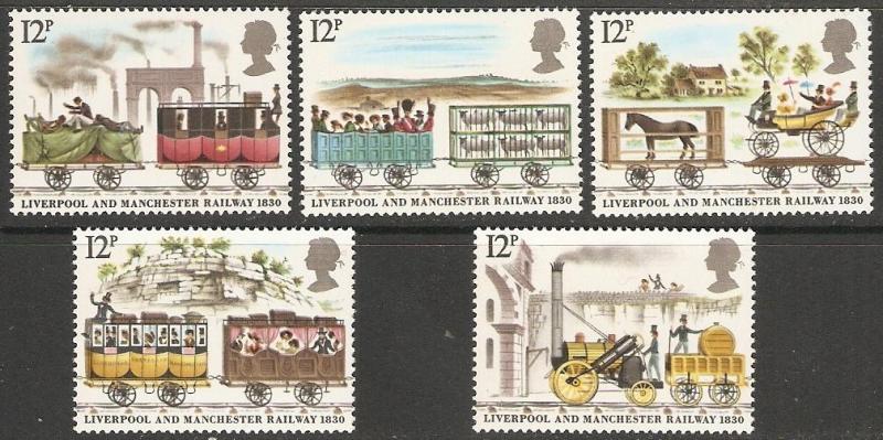 Great Britain 1980 Scott # 904-8 Liverpool-Manchester RR MNH