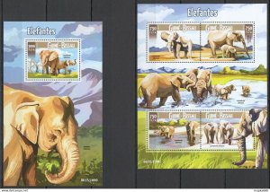 2015 Guinea-Bissau Animals Fauna Wild Elephants Kb+Bl ** Stamps St995