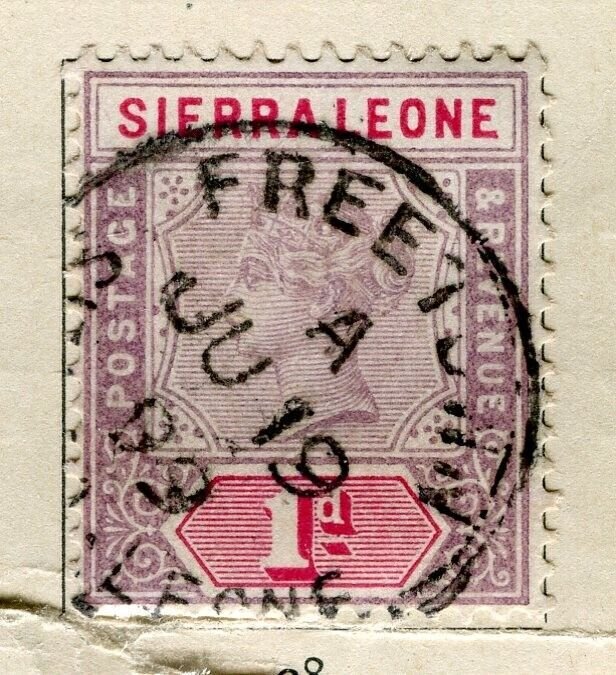 SIERRA LEONE; 1890s early classic QV issue fine used 1d. value fair Postmark