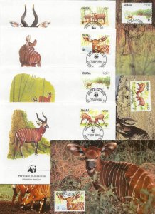 Ghana 8 FDC/cards WWF 1984