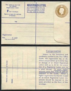 RP64 KGVI 5 1/2d Brown Registered Envelope PA and Co Imprint Blue Lining Size F