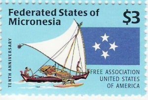 Micronesia - Canoes & Flags on Stamps  Scott 253