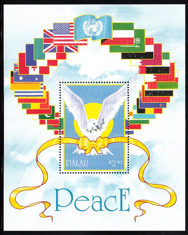 Palau 1991 MNH Sc 292 Souvenir sheet $2.90 Peace - Operation Desert Shield/Storm