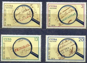 CUBA Sc# 1888-1891  STAMP DAY philately collecting  CPL SET of 4  1974 MNH mint