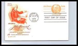 #UY30 John Hancock Postal Reply Card - Artcraft Cachet SCBL