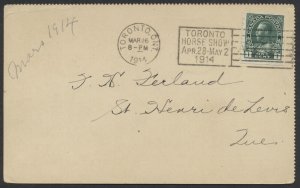 1914 Toronto Horse Show Slogan Die A On Foresters Post Card Nice Strike