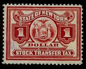 US NY #ST104 New York $1.00 Stock Transfer Stamp Used VG USA