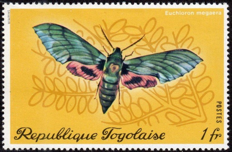 Togo 756 - Mint-H - 1fr Hawk Moth (1970) (cv $2.00)