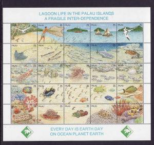 Palau-Scott#246-unused NH sheet-Birds-Fish-Marine Lif