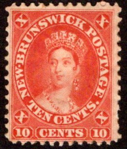 9, New Brunswick, Canada, 10c, vermillion, Queen Victoria, VG/F, MHOG