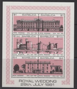 BARBUDA SG565a 1981 ROYAL WEDDING SHEETLET ROSE-PINK MNH