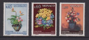 Monaco    #894-896   MNH   1973  flower show