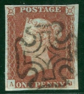 GB QV 1841 Penny Red 1d (AJ) Superb Upright MALTESE CROSS MX Used XFU ORED30