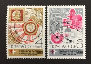 Russia 1969 #3667-8, Space Orbits, MNH.