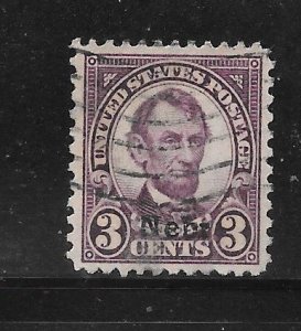 #672 Used Single NEBRASKA OVERPRINT