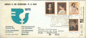 74020 - CHILE -  FDC COVER to SWITZERLAND 1975 - ART year of the WOMAN flowers