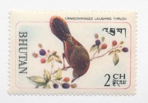 Bhutan 1968 Scott 99 MH - 2ch Crimson-Winged Laughing thrush