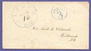 RINDGE, N.H. c1850 STAMPLESS COVER, NO CONTENT, US POSTAL HISTORY.