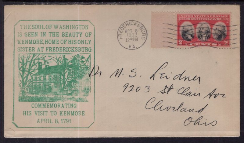 US George Washington's Visit to Kenmore 1932 Cover