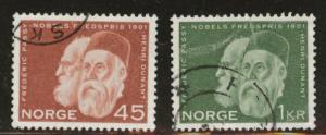 Norway Scott 401-2 used 1961 first Nobel Prize winner set