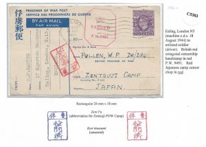 Ealing, GB to British POW at Japanese POW Camp Zentsuji Oaza-Sakino 1944 (C5383)