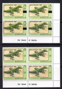 Anguilla 1980 Sc#411-421  GROUND LIZARD ovpt.Separation Block of 4 MNH