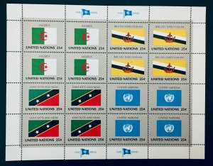 United Nations #554-569 25¢ World Flag Series (1989). 4 full sheets. MNH