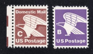 US 1981 (20c) brown C and (18c) violet B Eagle, Scott 1946, 1818 MNH