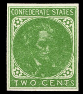 US #CONFEDERATE 14 Superb reprint in deep green, never hinged,   very fresh a...
